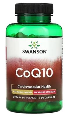 Swanson CoQ10 200mg - Suplemento Antioxidante para Salud Cardiovascular y Energía Celular - 90 Cápsulas Blandas de Alta Absorción