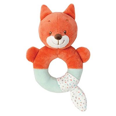 Nattou Chocalho de peluche de Oscar o Zorro, 9 x 7 x 14 cm, Fanny und Oscar, laranja