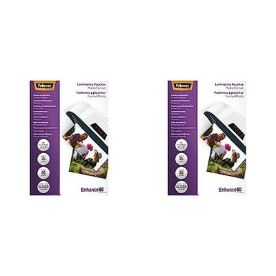 Fellowes Laminating Pouches (10x15cm), Gloss Finish, 25 Sheets, 160 Micron (2 x 80 Micron) Finish - Ideal for Photos, Transparent
