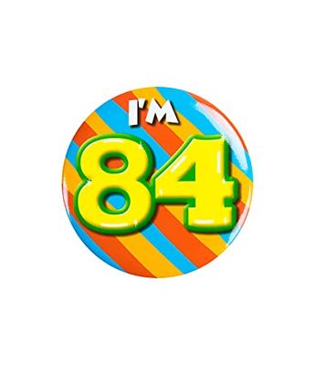 PD-Party 6014784 Verjaardags Badge/Speld | Viering | Feest - I'm 84, Veelkleurig, 5.5cm Lengte x 5.5cm Breedte x 0.5cm Hoogte