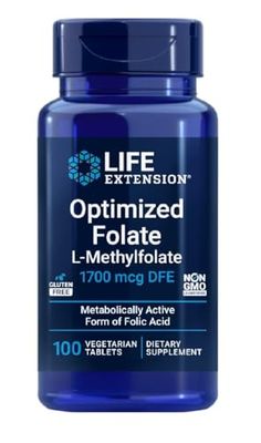 Life Extension - Folate Optimizado, 1700mcg, 100 Tabletas Vegetarianas