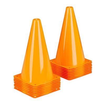 Relaxdays Unisex ungdom, relaxdagar, pyloner, set om 16 fotboll, hundträning, hästsport, markeringskon, 23 cm trafik, orange, 16 EU