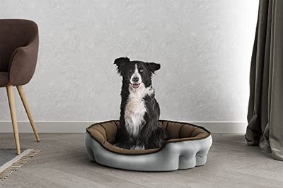 Italian Bed Linen Niche Enjoy pour Chiens et Chats, 75x65 cm, Gris Clair/Gris Tourterelle