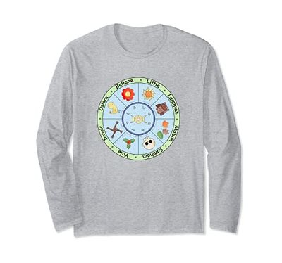 Pagan Calendar Wicca Wheel of the Year Kawaii Long Sleeve T-Shirt