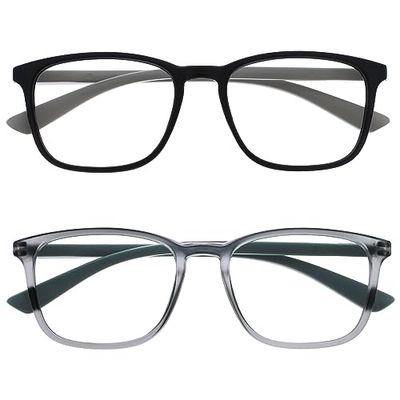 OPULIZE Max Occhiali da Lettura - Confezione da 2 - Montatura Classica Rettangolare Grande - Nero Grigio Opaco - Uomo Donna Unisex - RR78-17 - +1.00