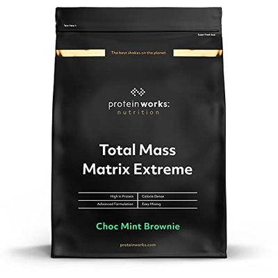 Protein Works - Total Mass Matrix Extreme Mass Gainer | High Calorie Protein Powder | Mass Building Protein Shake | Weight Gainer Protein Powder | 5 Servings | Choc Mint Brownie | 1.325kg