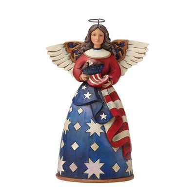 Jim Shore Heartwood Creek patriotyczny anioł w flagowej sukience kamienna figurka z żywicy, 15 cm