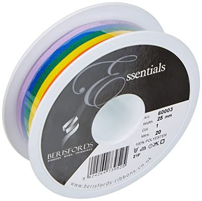 Berisfords Fita às riscas arco-íris 25 mm, multicolorida