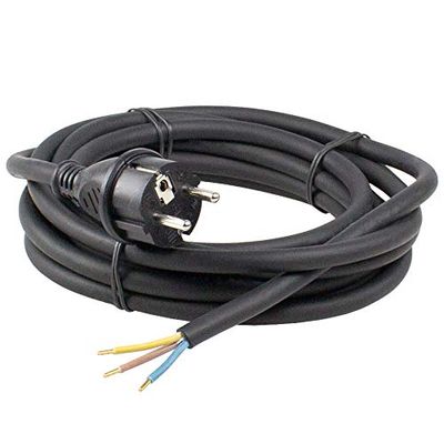 as - Schwabe Cordon d'Alimentation en Caoutchouc 3 m Fiche 2PT+T Câble d'Alimentation avec Embouts Chantiers et Industrie IP44 Noir I 60376