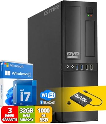 Office PC met Intel i7 | 4.0GHz | 32 GB RAM | 1000 GB SSD | DVD±RW | Smart ID Card Reader 5-in-1 | WiFi 600 und Bluetooth 5 | USB3 | Windows 11 Pro | Multimedia Computer met 3 Jaar Garantie!