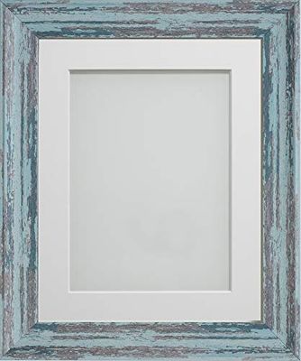 Frame Company Lynton Rustic Blue Photo Frame with White Mount, 12x10 for 10x8 inch, fitted with perspex