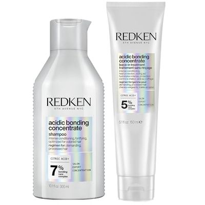 REDKEN | Acidic Bonding Concentrate | Shampoo 300ml & Leave-In Treatment 150ml | Repairs & Protects Colour-Treated Hair | Bundle