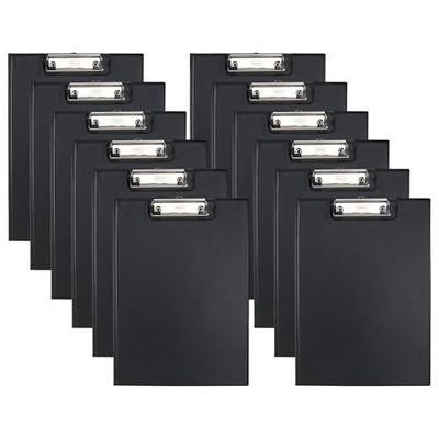 Idena 90294 - Carpeta portapapeles para DIN A4, 12 unidades, formato vertical, portapapeles revestido de PVC en negro, con tapa