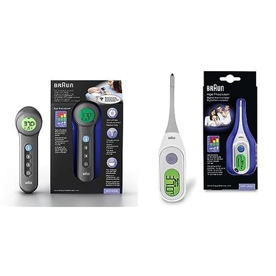 Braun No touch + touch forehead thermometer with Age Precision Technology & Digital StickThermometer with Age Precision, PRT2000