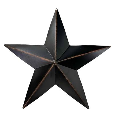 Grace Home Metal Patriotic Old Glory American Flag Black Metal Barn Star July of 4th Decoration (12"-Black)