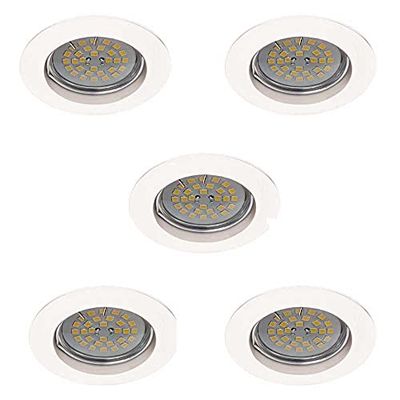 wonderlamp Basic W-E000107 Pack de focos recarregáveis redondos fixos com suporte de lâmpadas, GU10, branco, 8 x 1,5 cm, 5 unidades