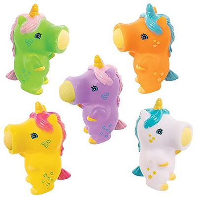 Baker Ross FE349 Mini tireurs des balles en mousse licorne - Paquet de 5, jeu de pop-up pour enfants, petits cadeaux pour enfants ou jouets en argent de poche