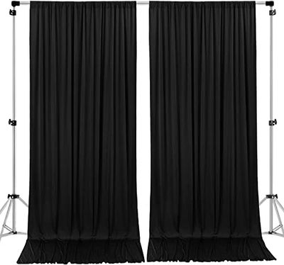 AK TRADING CO. Rideaux de Fond en Polyester IFR avec Passe-Tringle - 3 x 3 m - pour cérémonie de Mariage, fête, décoration de fenêtre - Noir