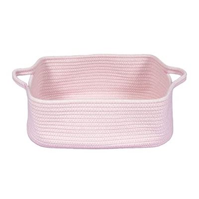 XUANGUO Geweven katoenen touw opbergmand met handgrepen voor het organiseren van planken kast kleine kat hond huisdier speelgoed mand doos decoratieve rechthoek baby kinderkamer mand geschenk mand