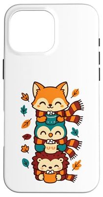 Foulard d'automne Motif Renard, Chouette, hérisson, Cacao Chaud Coque pour iPhone 16 Pro Max