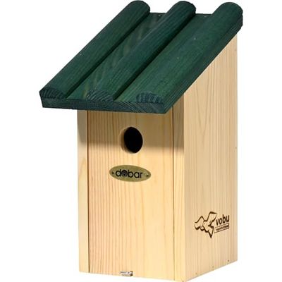dobar VOBU Nichoir pour mésanges – Aide à la Nidification en Bois avec Trou d'entrée de 28 mm de diamètre – Vert