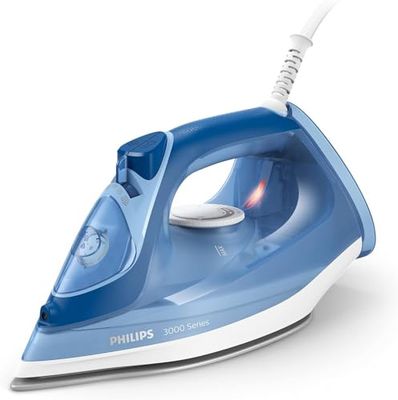 Philips Stoomstrijkijzer 3000 Series - 2.400 W, Constante Stoomcapaciteit van 40 g/min., 180 g Stoomstoom, Keramische Strijkzool, 180 g Stoomstoot, Blauw (DST3031/20)