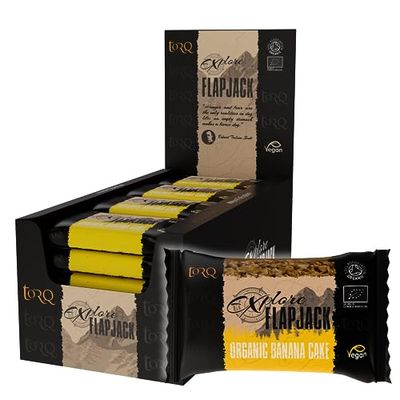 Torq Explore Flapjack Banana Cake Plant Based - Vegan Nutrition Snacks for Running, Cycling, Sports & Expeditions - Endurance Flapjacks Energy Bars - Box of 20
