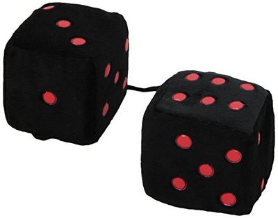 S SUMEX Dados pretos / pontos para retrovisor vermelhos decorativos estilo retro e divertido cor preta 7 x 7 cm