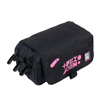Grafoplás | Three Zips School Pencil Case with Flap, Fluorescent Pink, 23 x 10 x 10 cm, Bits & Bobs Pop and Design Fluorescent, Black/White, 23x10x10cm, School case with Closure Flap