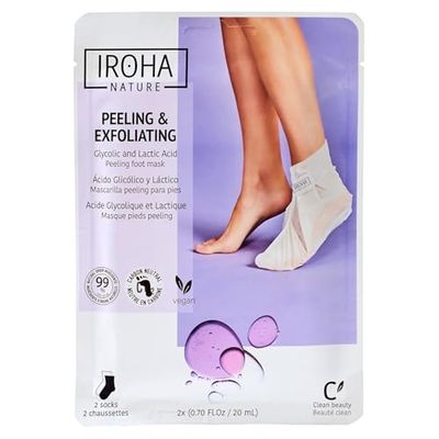 IROHA NATURE - Calzini Esfolianti | con Acido Glicolico, Lattico, Salicilico e Lavanda | Trattamento Intensivo per Piedi con Calli, Duroni e Screpolature | Formula Vegana | Risultati Provati.