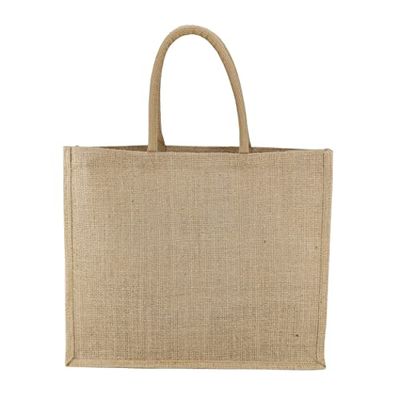 LEVIATAN EKO Jute Tas 42x36cm - 100% Jute Shopper, Gelamineerde Tas, Jute Tas Natuur - Robuust en Groot