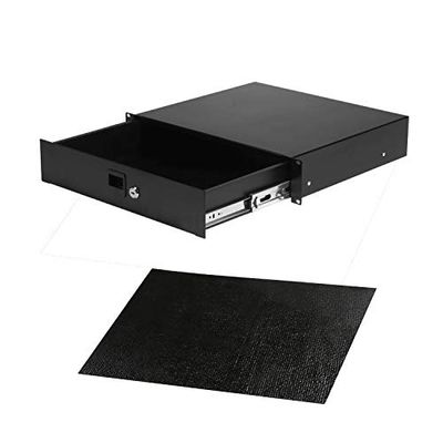 Infitronic INRS212-19 - Cajón de Acero para Rack/Documentos/cajón de Documentos con Cerradura de extracción Completa, Color Negro (2HE)