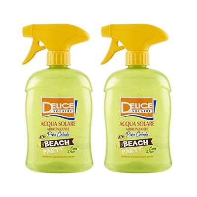 Milmil Delice Solaire Beach Party solvatten för solbränning Piña Colada, doft kokosnöt & rom, underlättar solbränning, omedelbar friskhet, dermatologiskt testad – 2 x 500 ml