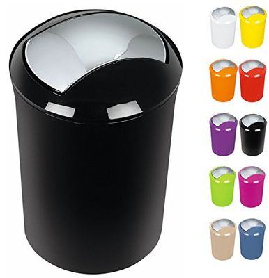 Spirella Design Poubelle Push Sydney Salle de Bains 5 litres à Couvercle pivotant Poubelle à cosmétiques Récipient à ordures Noir