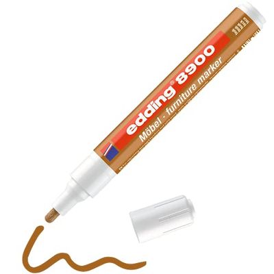 edding 8900 marcador para muebles - teca - punta redonda 1,5-2 mm - para cubrir rasguños y desperfectos en chapa, madera maciza, mesas y escritorios