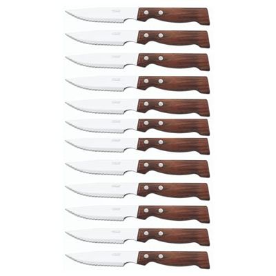 Arcos Table Knives - Box 12 Pieces Steak Knife Table Knife - Blade Nitrum Stainless Steel 120 mm (4.72 Inch) - Handle Pack-Wood Brown Colour (12 Piece)