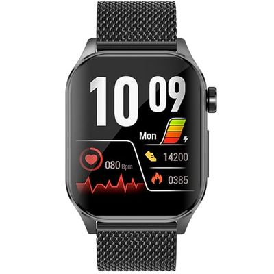 Knauermann PRO 3 (2024) zwart - gezondheidshorloge smartwatch met telefoonfunctie - ECG + HRV en SOS-functie - AMOLED-display, BT Bluetooth - slaapapneu - Milanese band zwart, 14-24, Milanees zwart,