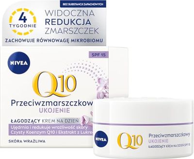 NIVEA Q10 Power Anti-Wrinkle + Reduced Sensitivity Day Cream for Smoother & Younger Looking Skin Day Cream with SPF 15 (50 ml)