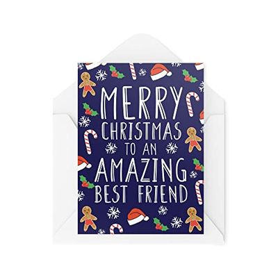 Biglietti di Natale | To An Amazing Best Friend Xmas Card | Per lui Novità Scherzo Carino Da The Kids Friends Collegague Work Secret Santa | IT - CBH743