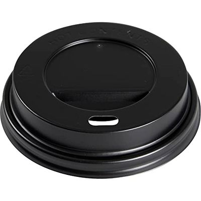 ABENA Gastro-Line Sip Through Lid Ideal For Disposable Coffee Cups and Plastic Cups for Tea, Soup & Other Hot Beverages, Enjoy To-Go Drinks With Ease & Avoid Spills - Black, Ø9cm- Pack of 100