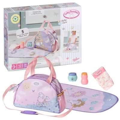 Baby Annabell Changing Bag 707432 - Storage Bag with Straps To Fit 36cm and 43cm Essentials - Doll Not Included - Suitable for Kids From 3+ Years