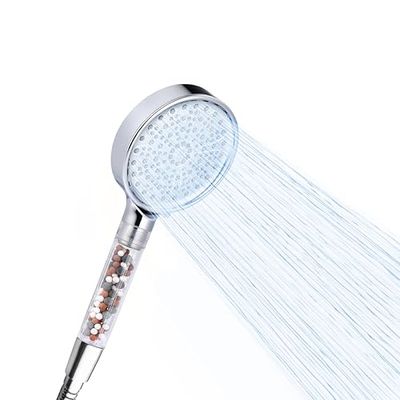 NK Soffione doccia rotondo con 6 modalità di spruzzo: sistema anticalcare, alta pressione, filtrazione acqua, materiale ABS, risparmio d'acqua, facile installazione e pulizia, combinazioni di