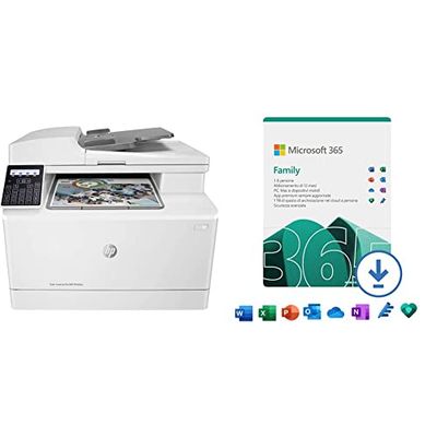 HP Color LaserJet Pro M183fw 7KW56A, Stampante Multifunzione A4, Stampa Fronte e Retr + Microsoft 365 Family | Codice di attivazione via email