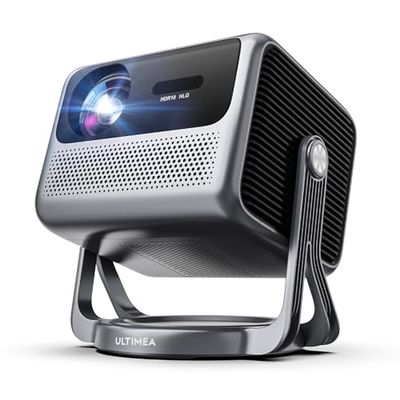 ULTIMEA Dolby ljudprojektorer, projektor med 4K-stöd och Netflix, bärbar utomhusprojektor för Android TV 11.0, smart projektor med 90° gimbal stand-free design, 600 ANSI-lumen, Bluetooth, Nova C40