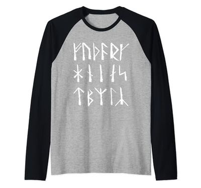Futhark alfabeto rúnico vikingo mitología nórdica para él ella Camiseta Manga Raglan