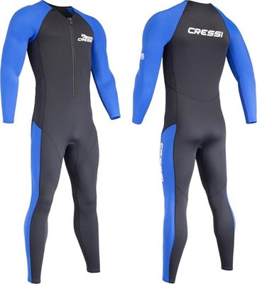 CRESSI Wahoo Man Monopiece Wetsuit 2mm, Muta Monopezzo Realizzata in Morbido Neoprene 1.5/2mm e Elastan Uomo, Nero/Blu, 4
