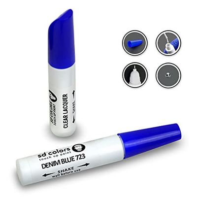 SD COLORS DENIM BLUE 723 New Touch Up Paint Pen REPAIR KIT 12ML SCRATCH CHIP BRUSH COLOR CODE 723 DENIM BLUE (PAINT+LACQUER)