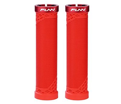 Funn Hilt Punhos de guiador para bicicleta de montanha com braçadeira de bloqueio único, punhos de guiador de bicicleta leves e ergonómicos com diâmetro interior de 22 mm (vermelho)