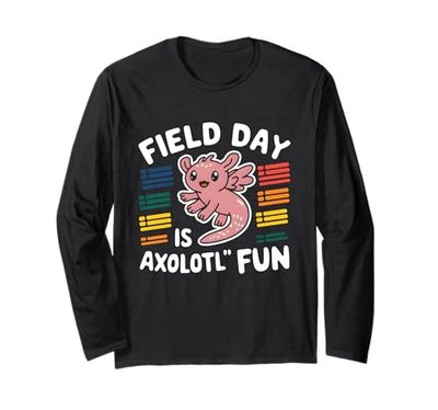 Field Day is Axolotl Fun Happy School Teacher Student Maglia a Manica