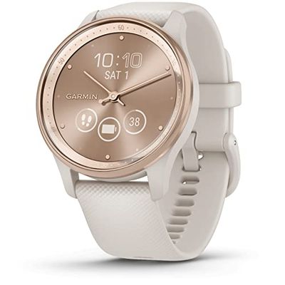 Garmin Vivomove Trend, Elegante Smartwatch Híbrido de 40 mm con Sofisticado Aspecto Analógico, Bisel de Acero Inoxidable y Funciones Inteligentes, Rose Gold Beige (Reacondicionado)